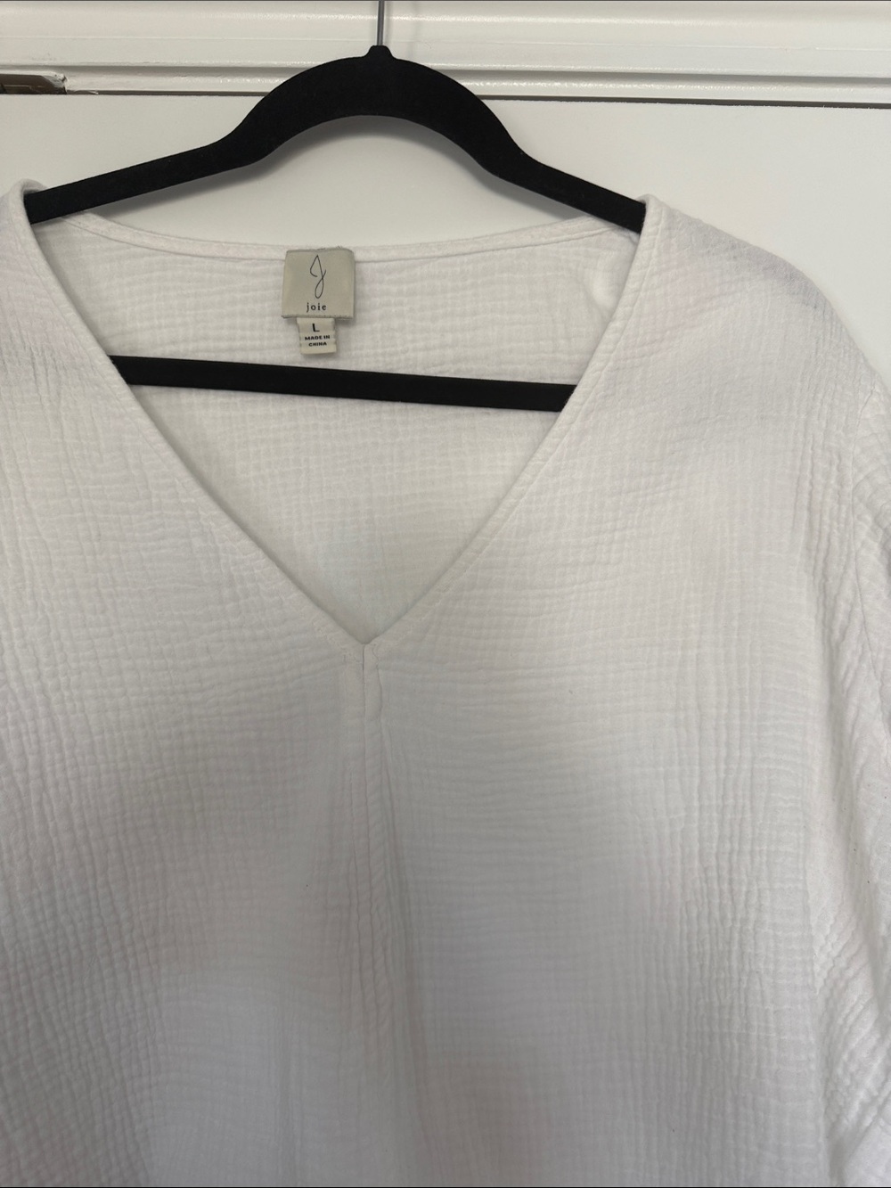 Joie White Cotton V-Neck Crop Top